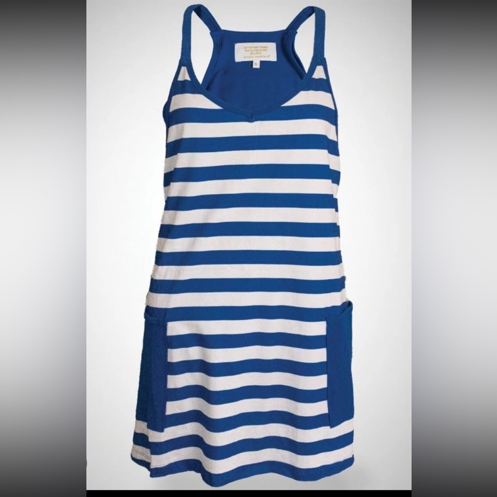 Simply Southern Royal Blue and White Striped Racerback Mini Dress